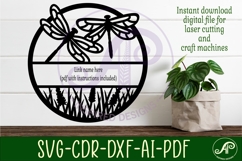 Dragonflies and flowers name wall art sign, SVG personalized Product Image 3