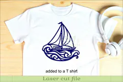 Sailboat Ocean Waves Wall Art SVG Nautical Coastal Laser Cut Product Image 3