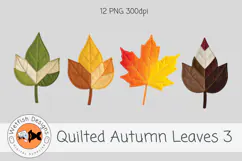 Quilted Fabric PNG Leaves 3 Product Image 4