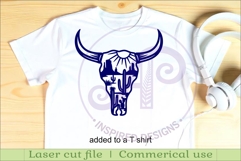 Cow skull with desert scene wall sign, SVG laser cut design Product Image 3