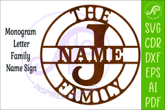 Monogram Family Letter J Name Sign SVG Product Image 3