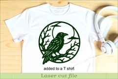 Raven Moon Wall Art SVG, Gothic Halloween Laser Cut File Product Image 3