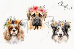 Watercolor Dogs with Flower Crowns Clipart | Watercolor Dog Product Image 3