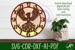 Phoenix bird clock wall clock laser cut files Product Image 3