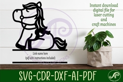 Cute Horse name sign svg laser cut template Product Image 3