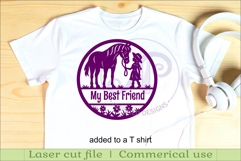 Little cowgirl and horse name sign svg laser cut template Product Image 3
