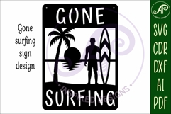 Gone Surfing wall art sign, laser cut design Product Image 3