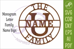 Monogram Family Letter U Name Sign SVG Product Image 3