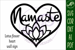 Lotus flower Namaste heart wall sign, laser cut Product Image 3