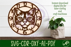 Cat Clock SVG, Cat Face Wall Clock Laser Cut Files Product Image 3