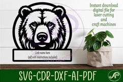 Bear face name sign svg laser Product Image 3