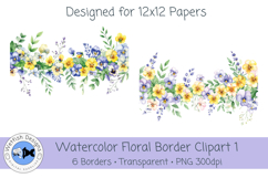 Watercolor PNG 300dpi Floral Borders 1 Product Image 4