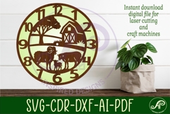 Sheep Farm clock wall clock laser cut files Product Image 3