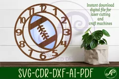 football/ rugby ball wall clock laser cut files, SVG file. Product Image 3