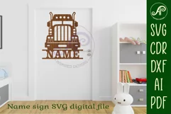 Semi truck name sign svg laser cut file Product Image 3