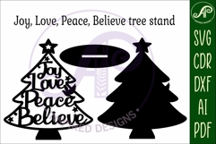Christmas tree stand, laser cut file, Joy Love Peace Believe Product Image 3