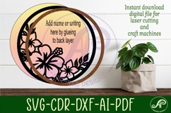 Tropical Flowers layered personalized name wall art sign Product Image 3