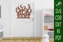 Tentacles name sign svg laser cut file Product Image 3