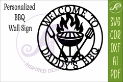 Welcome To Daddy’s BBQ SVG. Grill Wall Sign Laser Cut Product Image 3