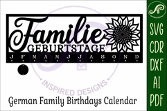 Familie Geburtstage German Calendar SVG laser cut file Product Image 3