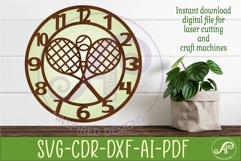Tennis theme Wall Clock SVG for Laser Cutting Decor Product Image 3