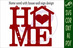 Home word with House theme wall art sign, SVG file. vector Product Image 3