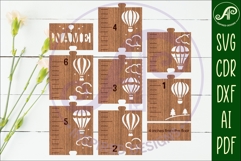 hot air balloon personalized kids height chart in Imperial Product Image 3