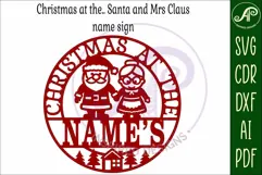 Christmas at the Family name sign laser cut Santa and Mrs C Product Image 3