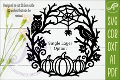Halloween Pumpkin Wreath SVG with Owl Raven Spider Web Laser Product Image 3