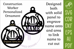 Construction Worker Christmas Ornament Laser Cut Product Image 3