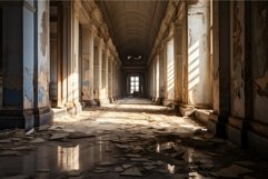 Decaying interior with a hint of light at the doorway. Gener Product Image 1