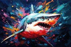 Expressive abstract colorful 3d shark. Generate Ai Product Image 1