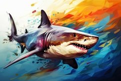 Striking abstract colorful 3d shark. Generate Ai Product Image 1