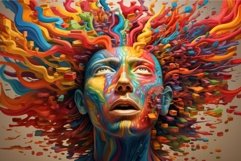 Expressive colorful woman head. Generate Ai Product Image 1