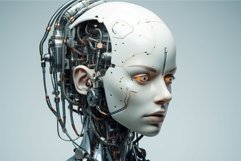 Creative Artificial steel robot head with cyber face. Genera Product Image 1
