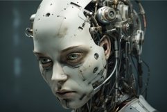 Expressive Artificial steel robot head with cyber face. Gene Product Image 1