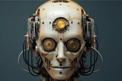 Advanced Artificial steel robot head with cyber face. Genera Product Image 1