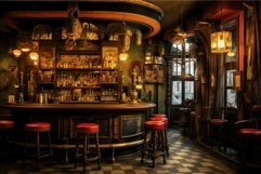 Nostalgic Bar interior vintage loft. Generate Ai Product Image 1