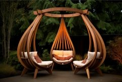 Ornate Brazier wooden canopy lights. Generate Ai Product Image 1