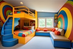 Bright Colorful room kids tent. Generate Ai Product Image 1