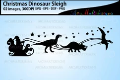 Christmas Dinosaur svg / Christmas Dinosaur sleigh Product Image 3