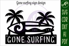 Gone Surfing Surf board wall art sign, laser cut design Product Image 3