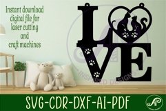 Love word with cats wall art sign, SVG file. vector Product Image 3