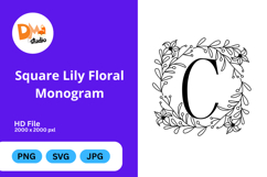 Square Lily Floral Monogram Product Image 1