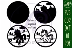 Unicorn layered scene wall art sign, SVG file. vector Product Image 3