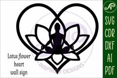 Lotus flower Yoga heart wall sign, laser cut Product Image 3