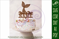 Personalized Mermaid tail cake topper SVG laser cut Product Image 3