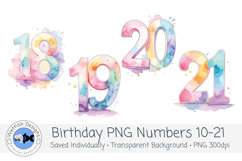 Watercolor Birthday Numbers 10-21 Product Image 4