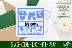 Baby name sign Washing line laser cut design or card Product Image 3