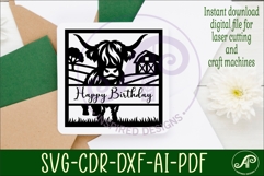 Highland cow name sign design for laser cutting or cards Product Image 3